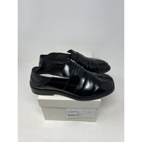 Maison‎ Margiela Tabi Loafers Size 39 Black Split Toe Leather Shoes Italy Patent - Picture 5 of 13